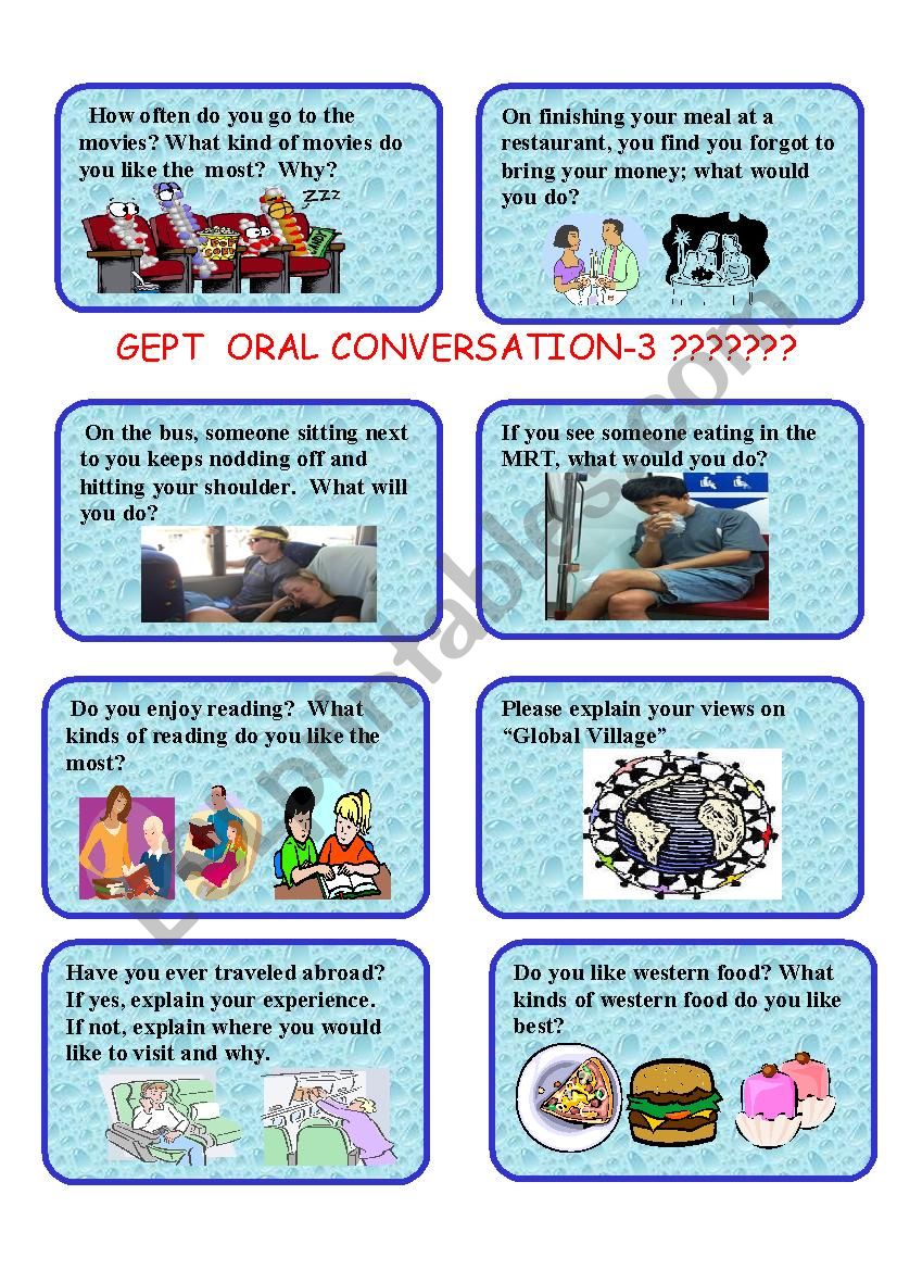 GEPT ORAL CARDS-3 worksheet