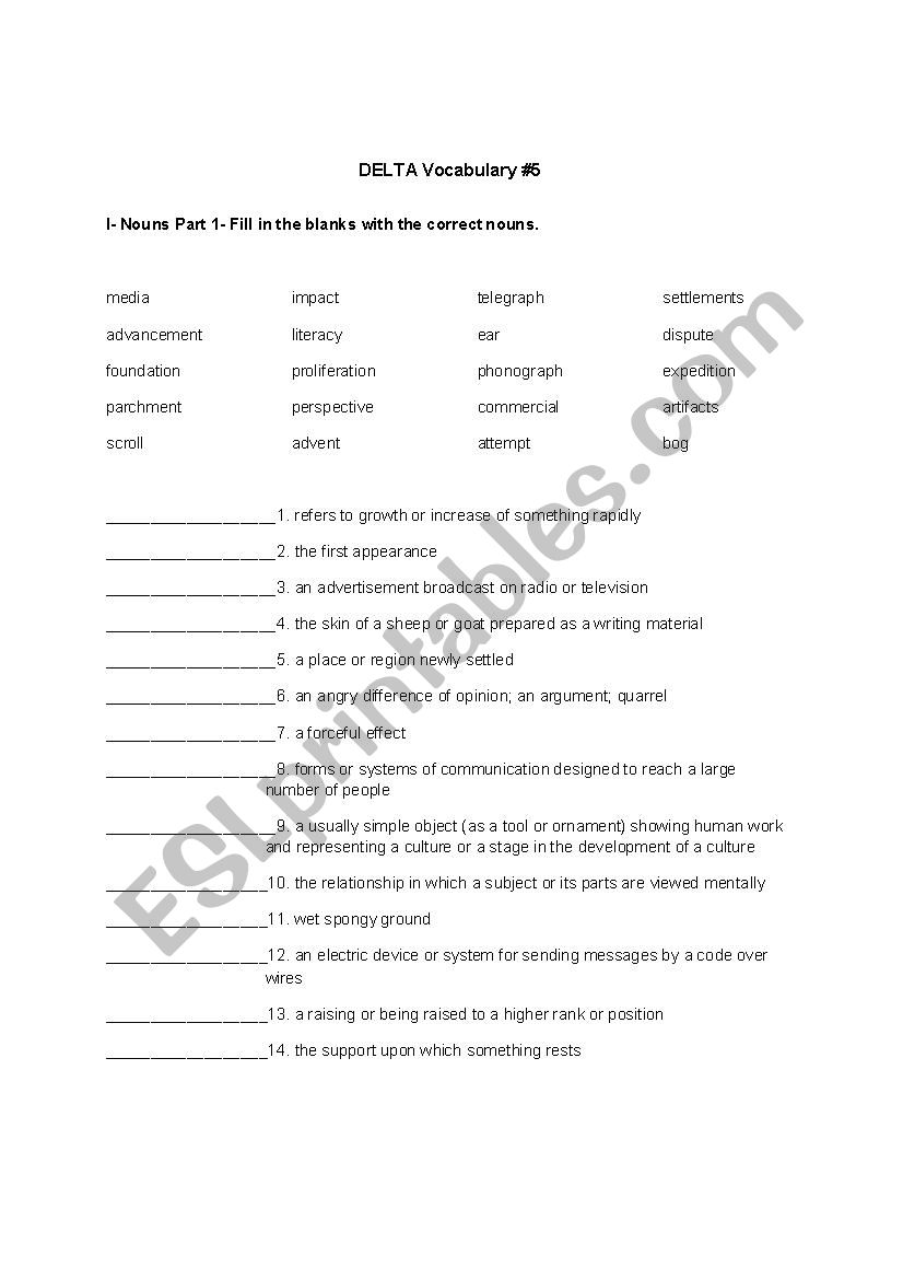 Deltas Key to the Next Generation TOEFL Test Reading 5 Vocabulary Test