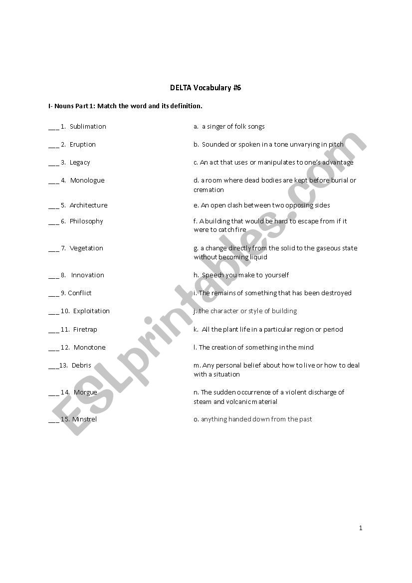 Deltas Key to the Next Generation TOEFL Test Reading 6 Vocabulary Test