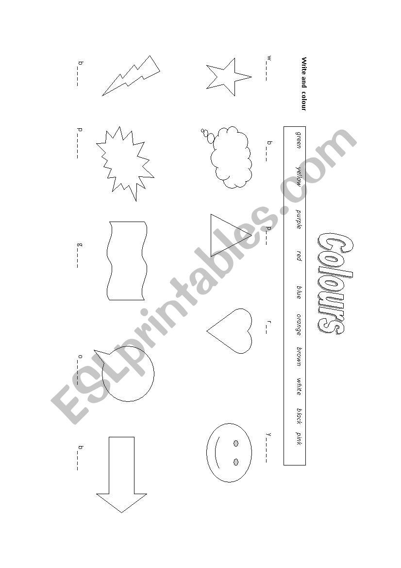 Colours worksheet