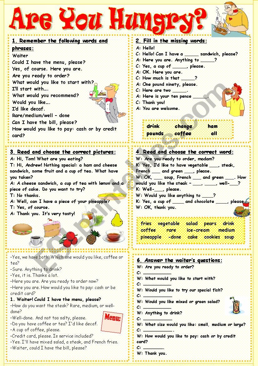 Are you hungry? worksheet