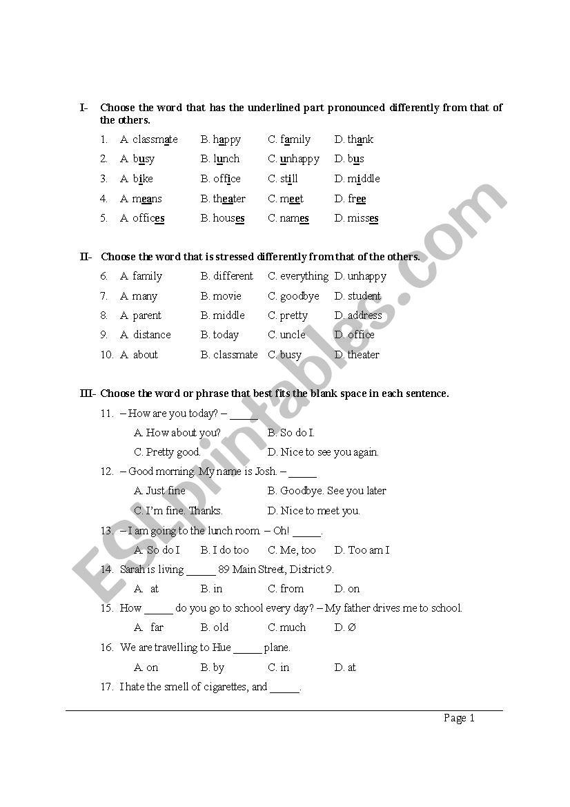 INTERMEDIATE PRACTICE for  learners