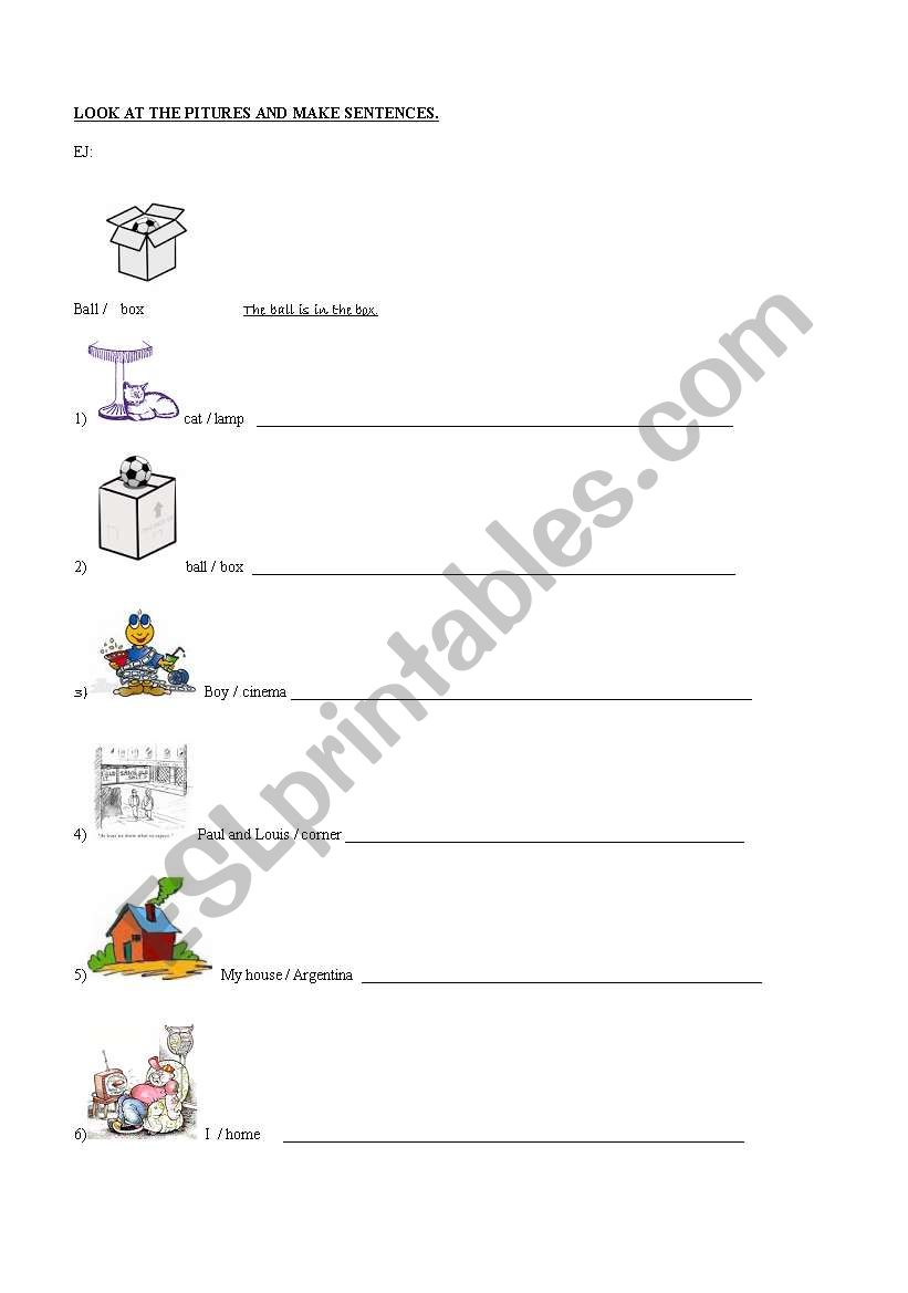 Preposition of place worksheet