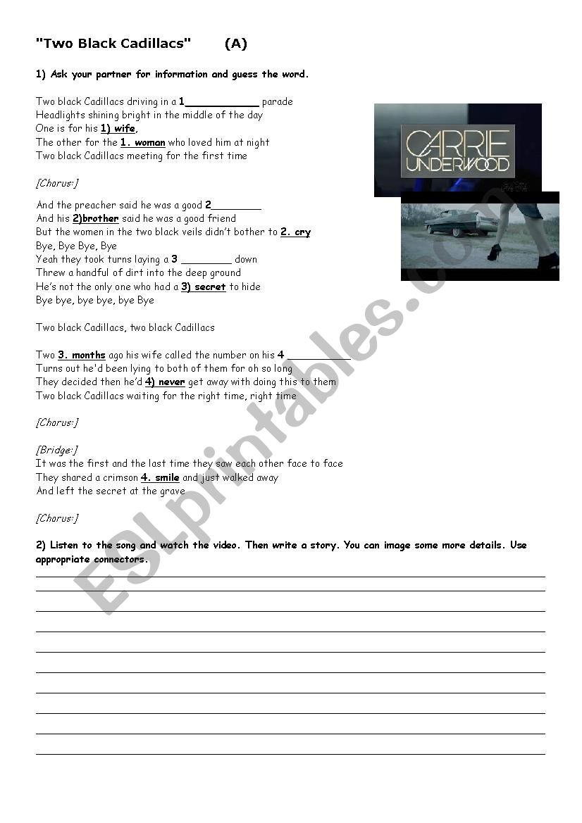 Two Black Cadillacs worksheet