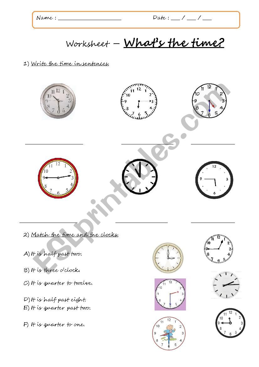 The time worksheet