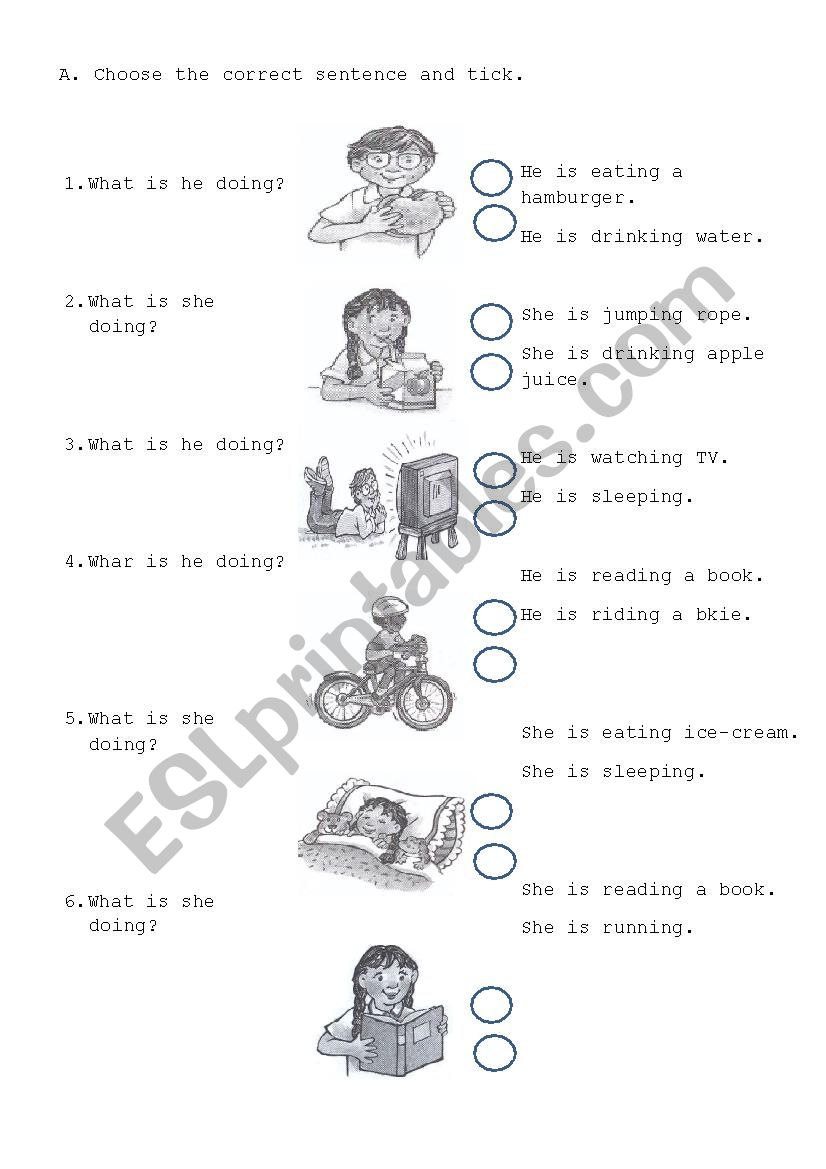 present continuous worksheet