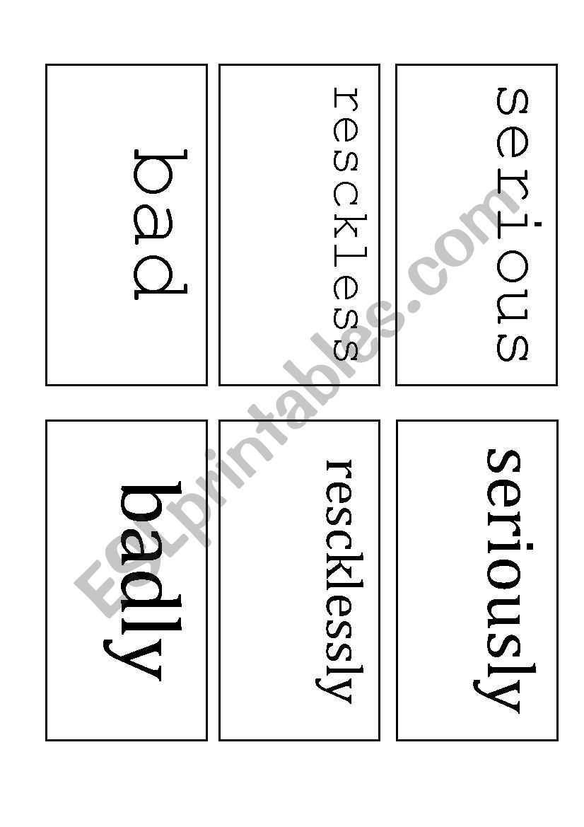 Manner Adverbs and Adjectives worksheet