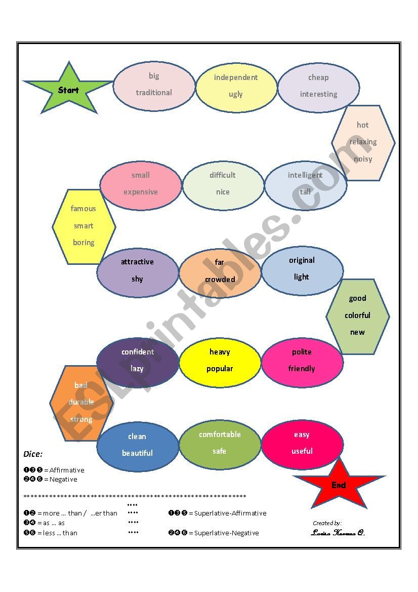 Gameboard comparatives-superlatives