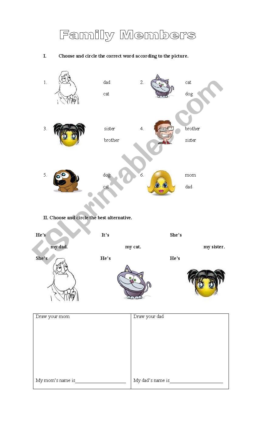 Family Members worksheet