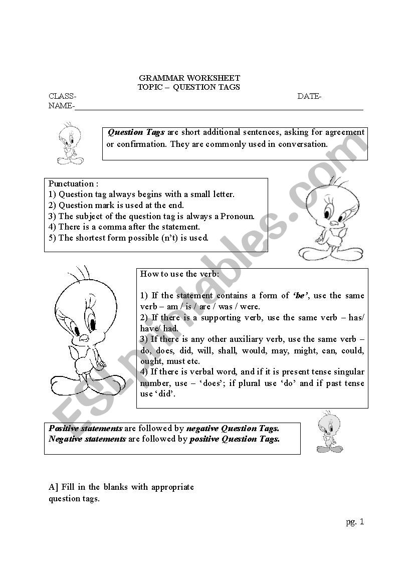 Question Tags worksheet