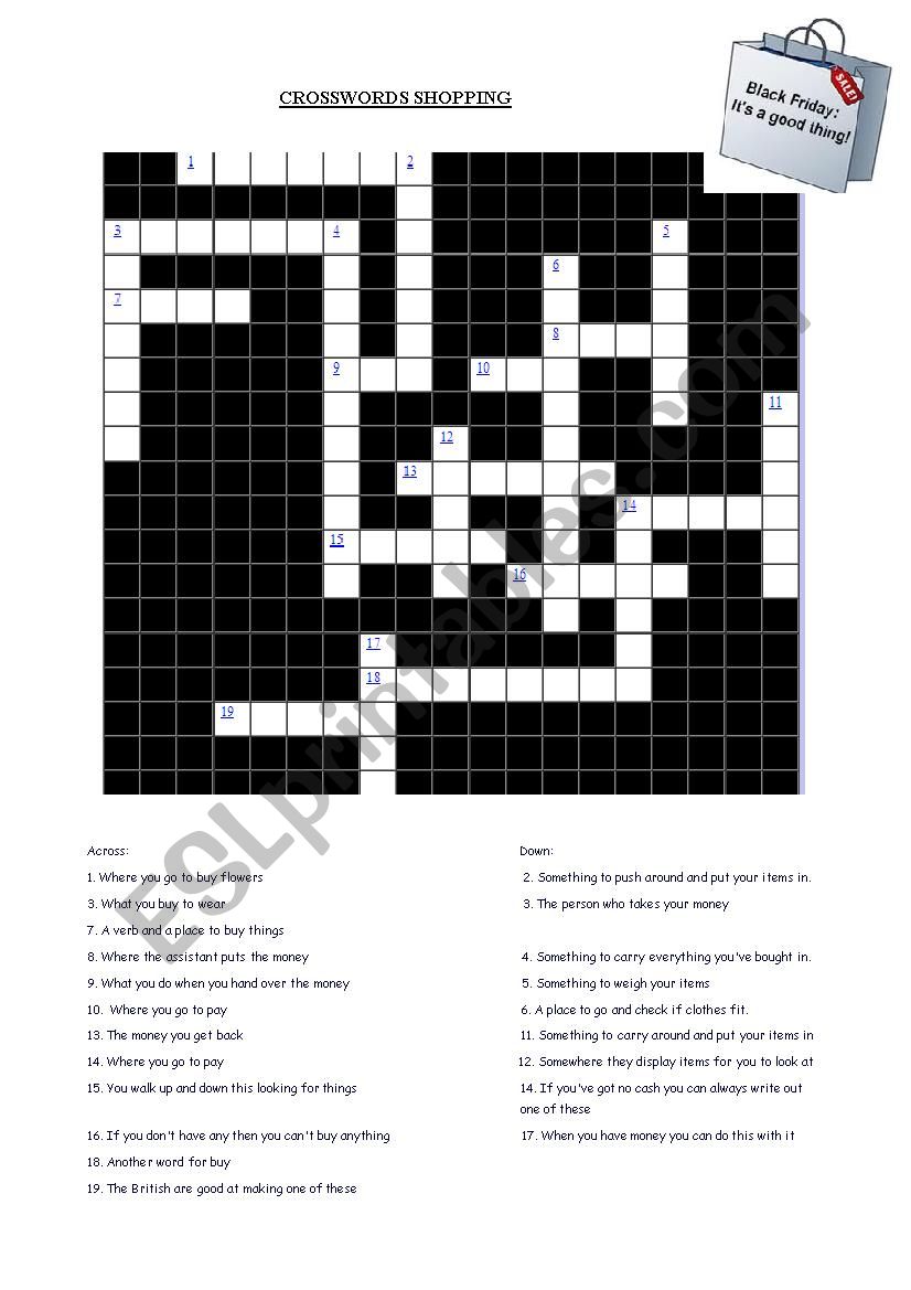 Black Friday shopping crosswords