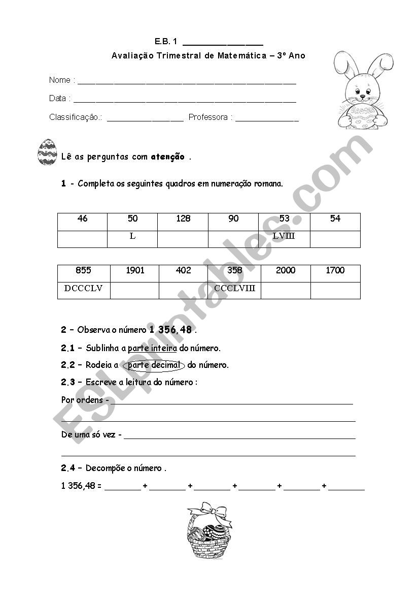 Numbers worksheet