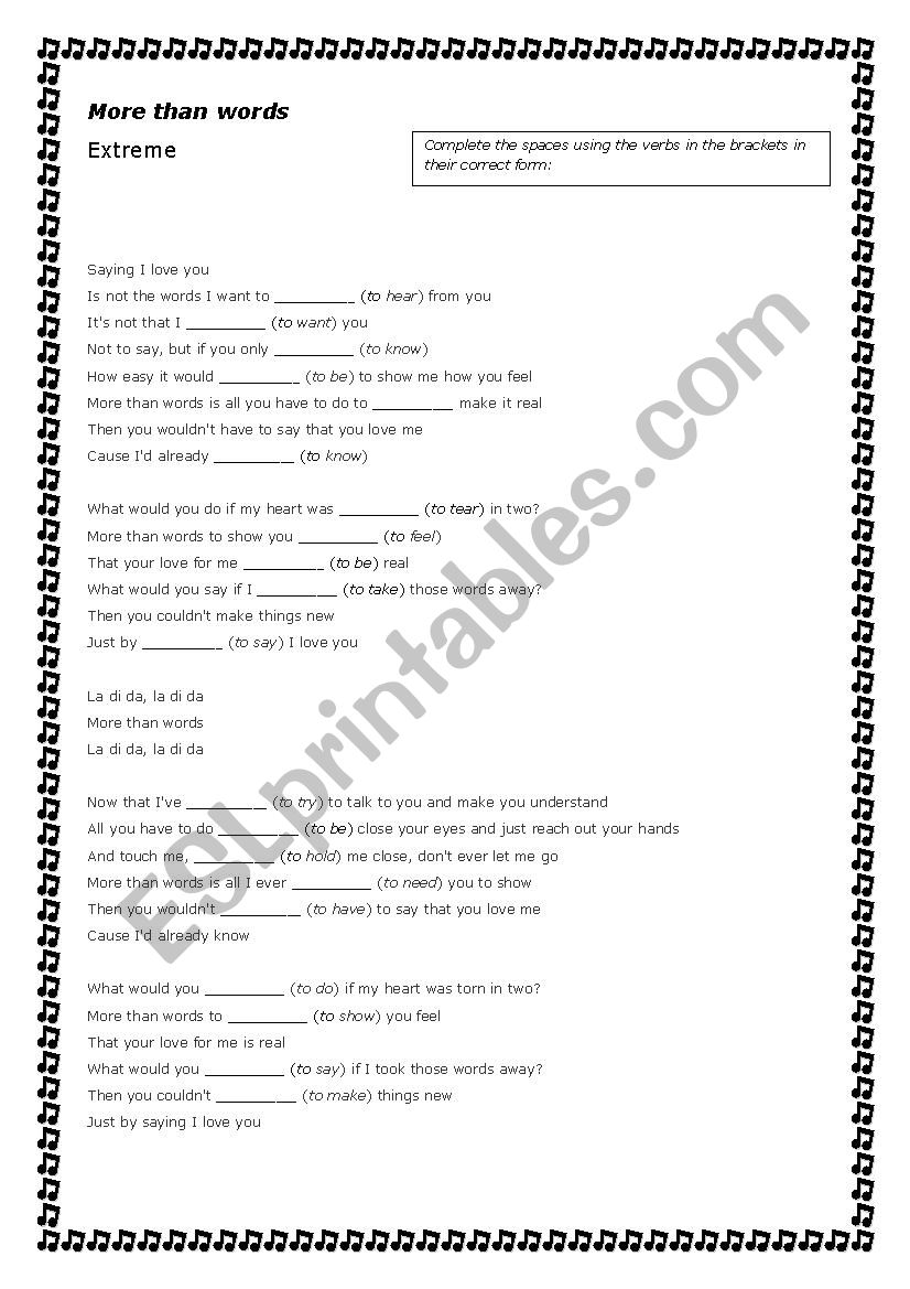 Song Activity - More than words - Extreme