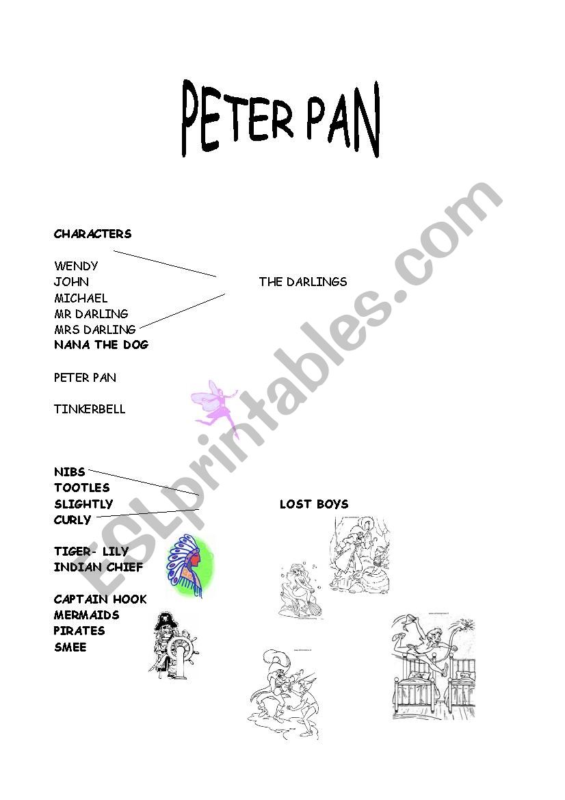 peter pan worksheet