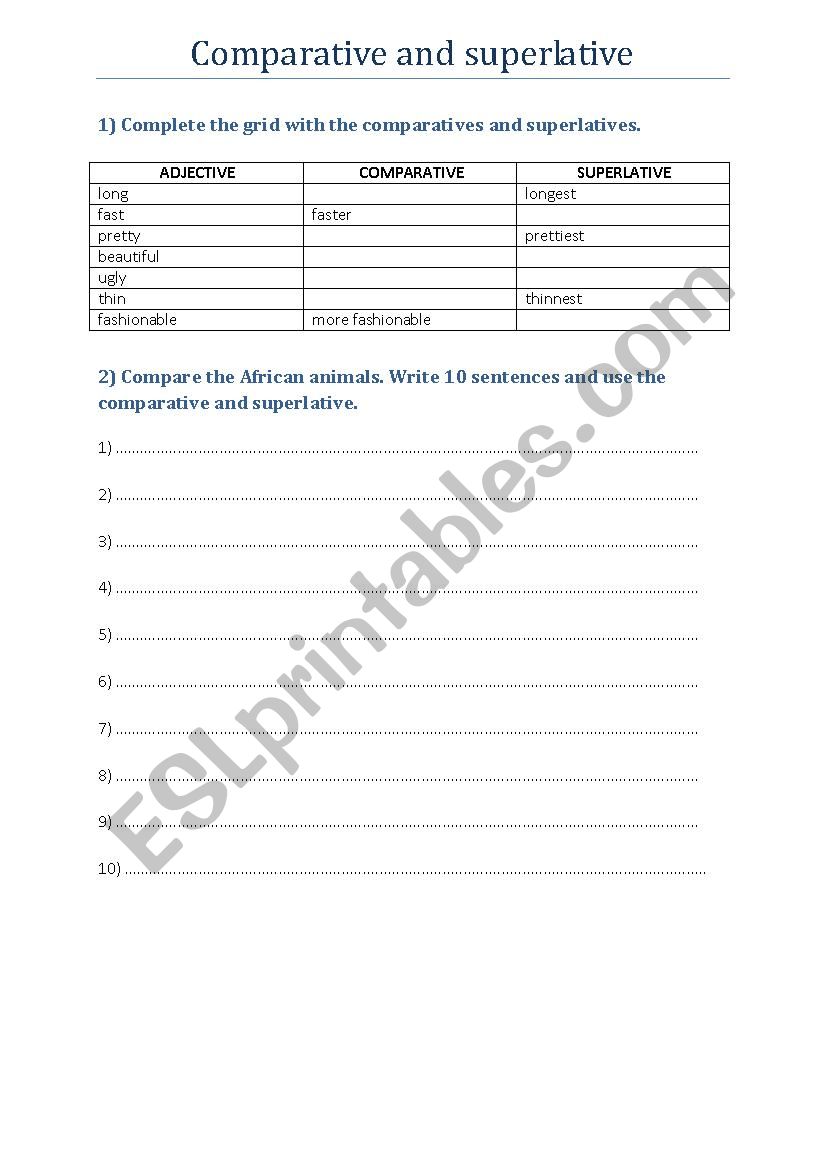 Comparative and superlative exercises (part 1)