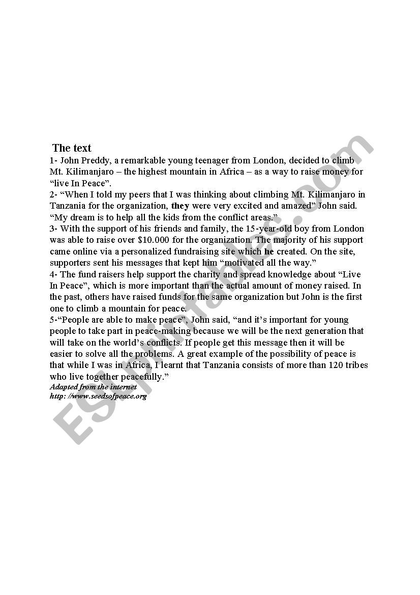 useful test  worksheet