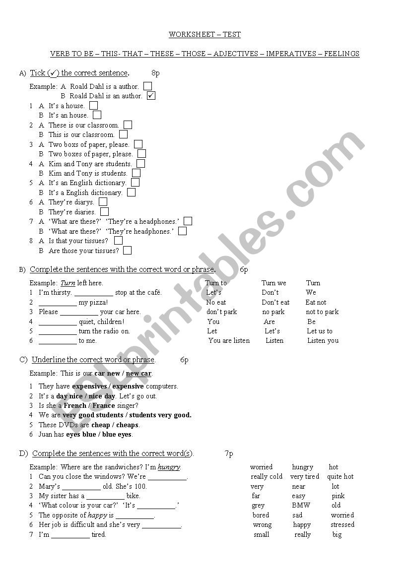 beginners worksheet