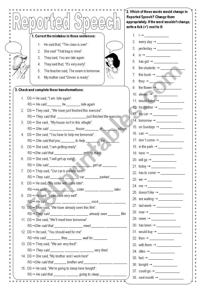 Reported speech: Statements. worksheet