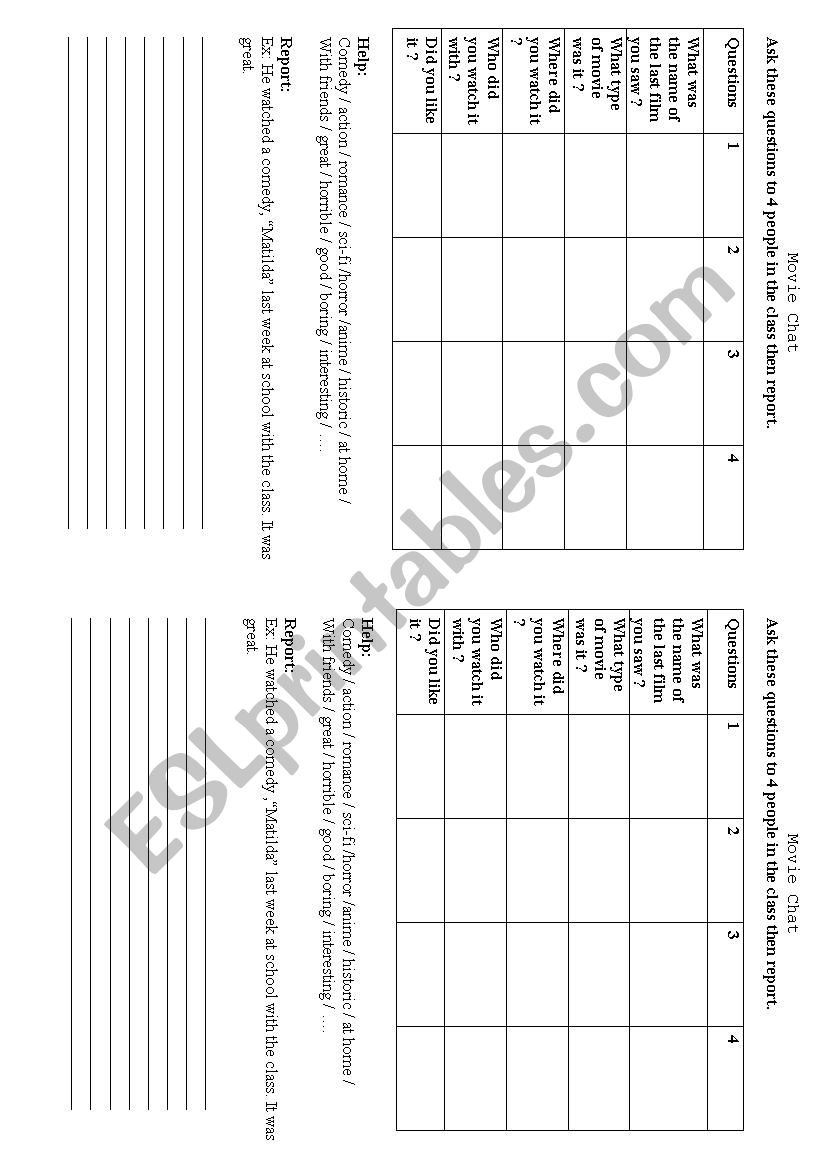 Movie chat worksheet