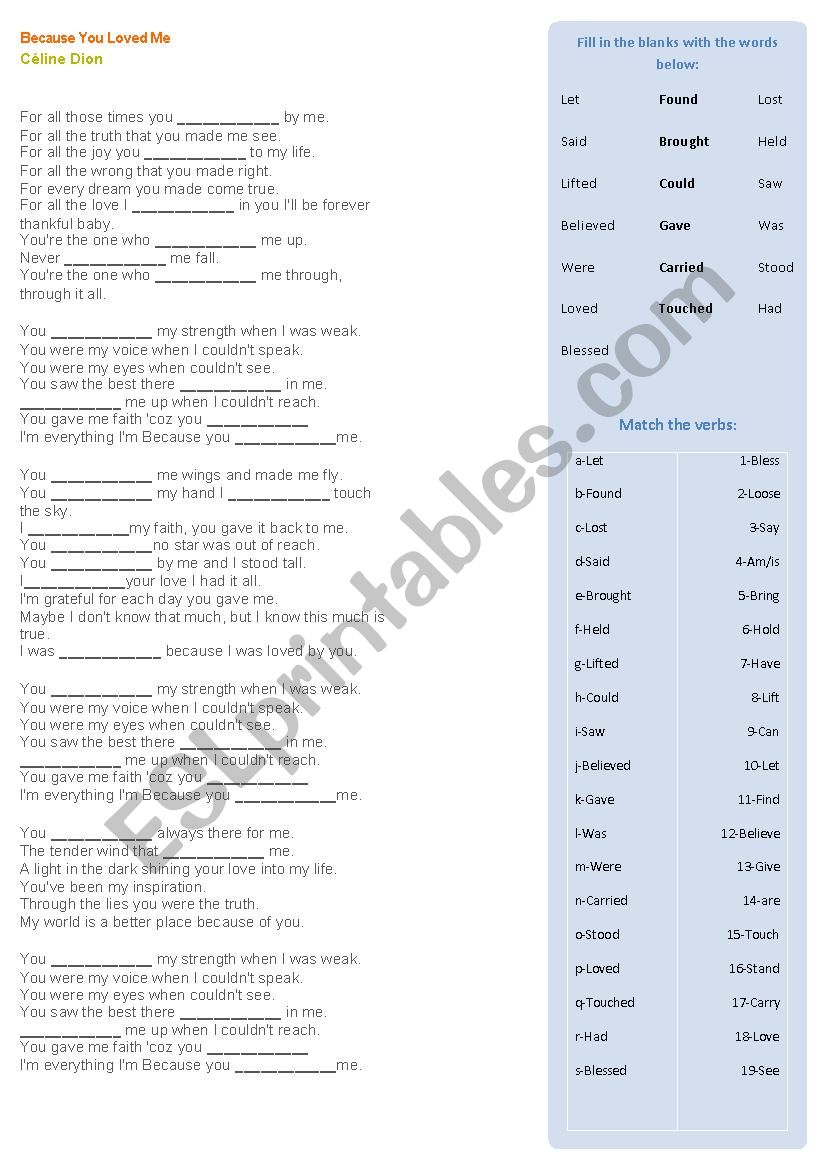 Simple Past - Celine DionÂ´s song