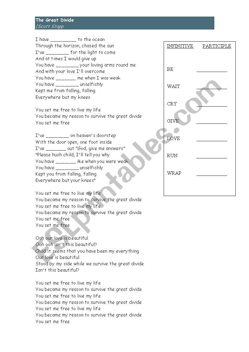 The Great Divine worksheet