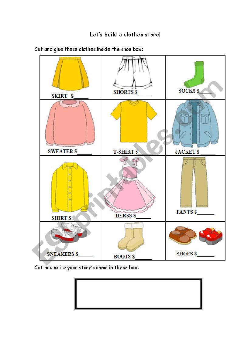 Clothing Store  worksheet