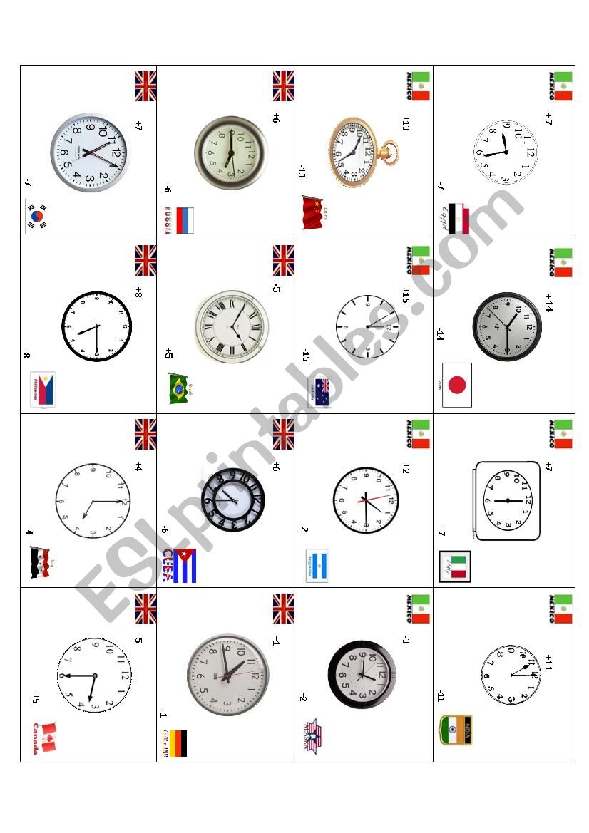 Time around the world worksheet