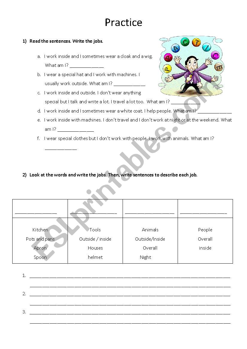 jobs - tenses worksheet