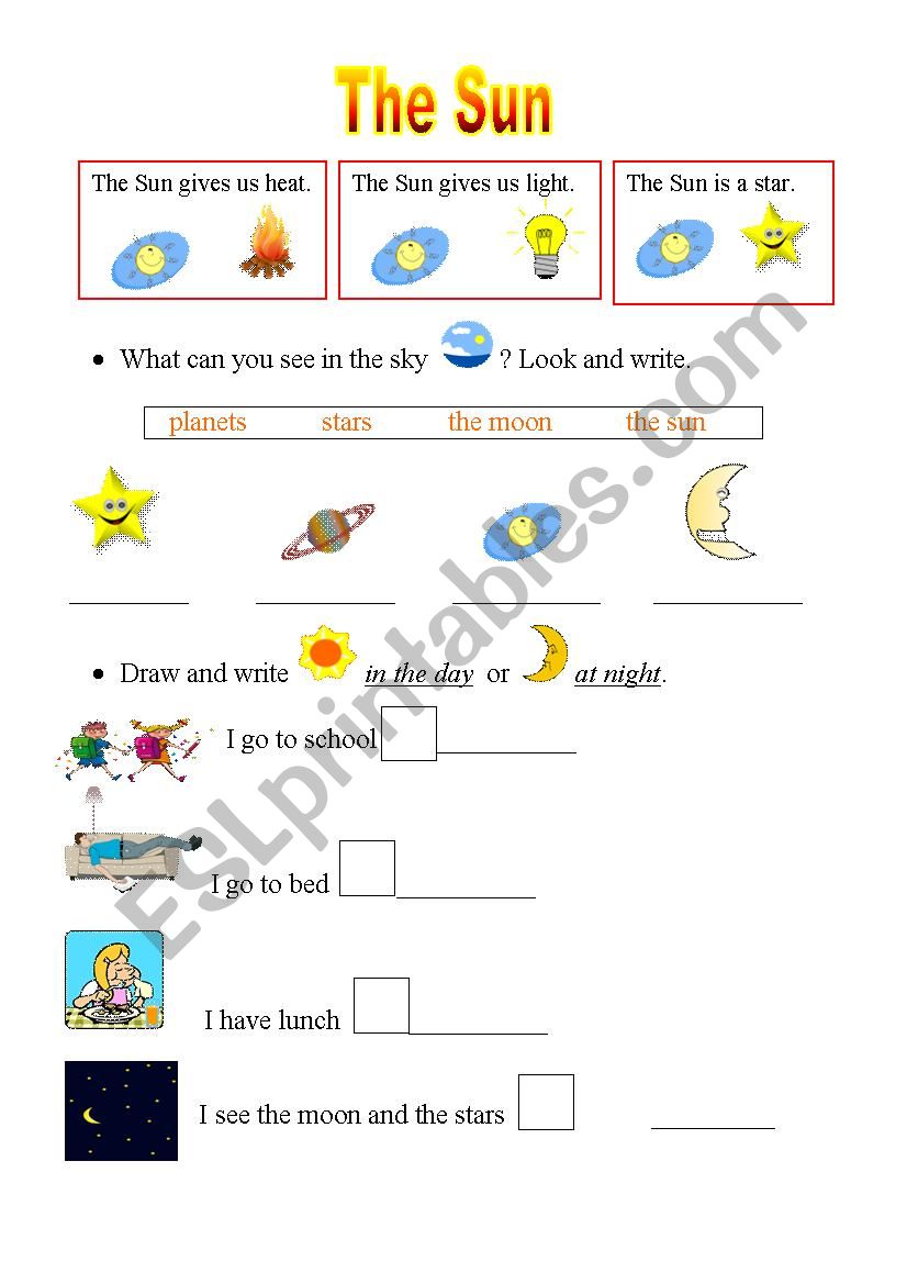 The Sun worksheet