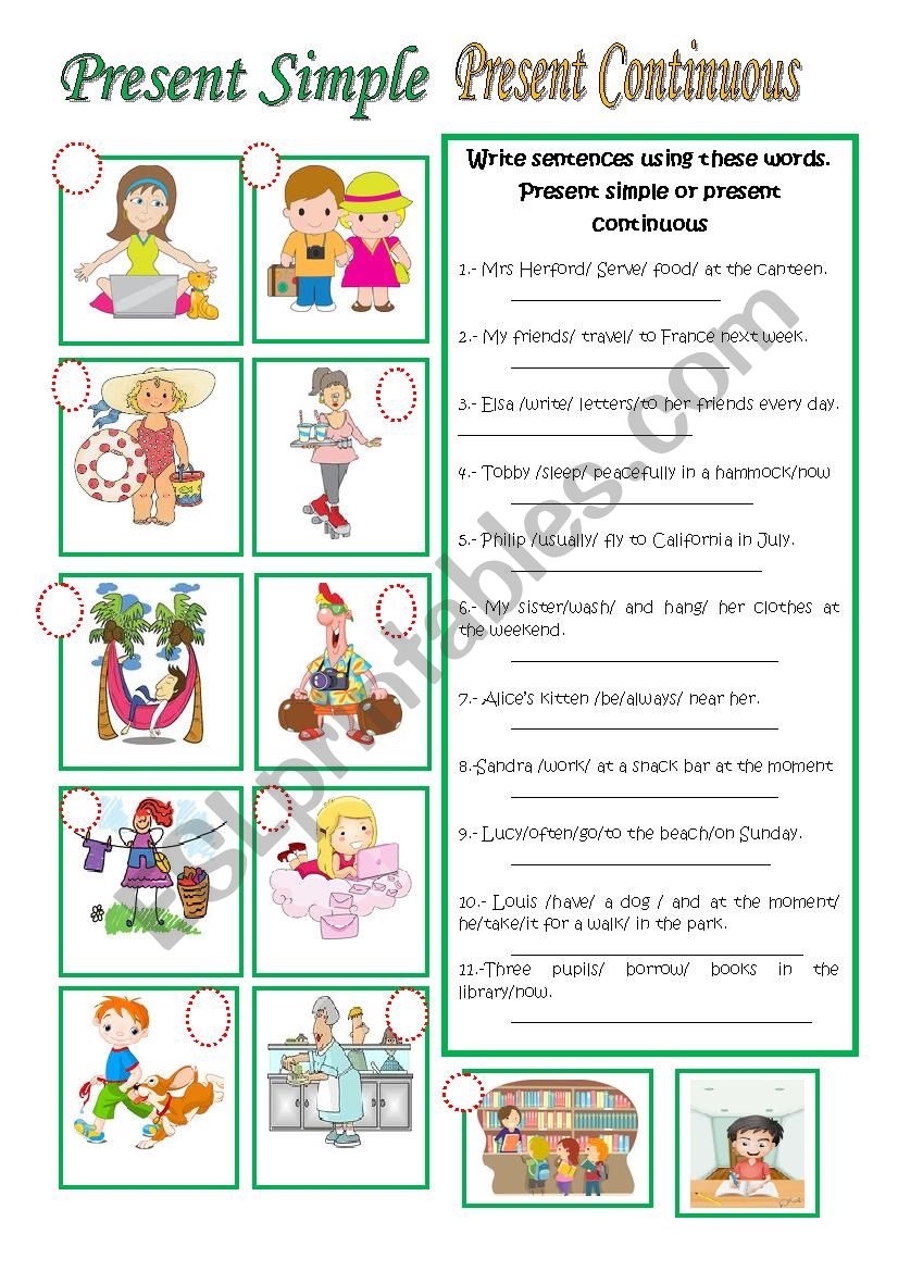 PRESENT SIMPLE AND CONTINUOUS worksheet