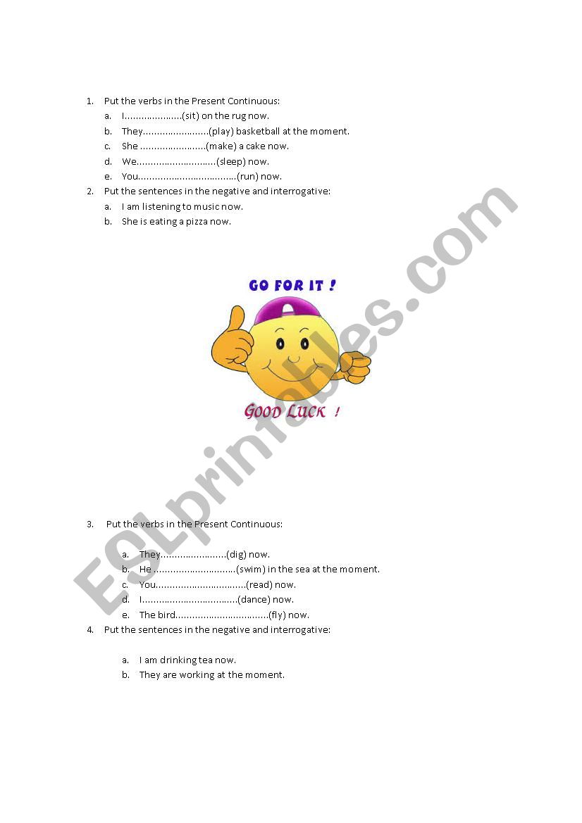 Present Continuous worksheet