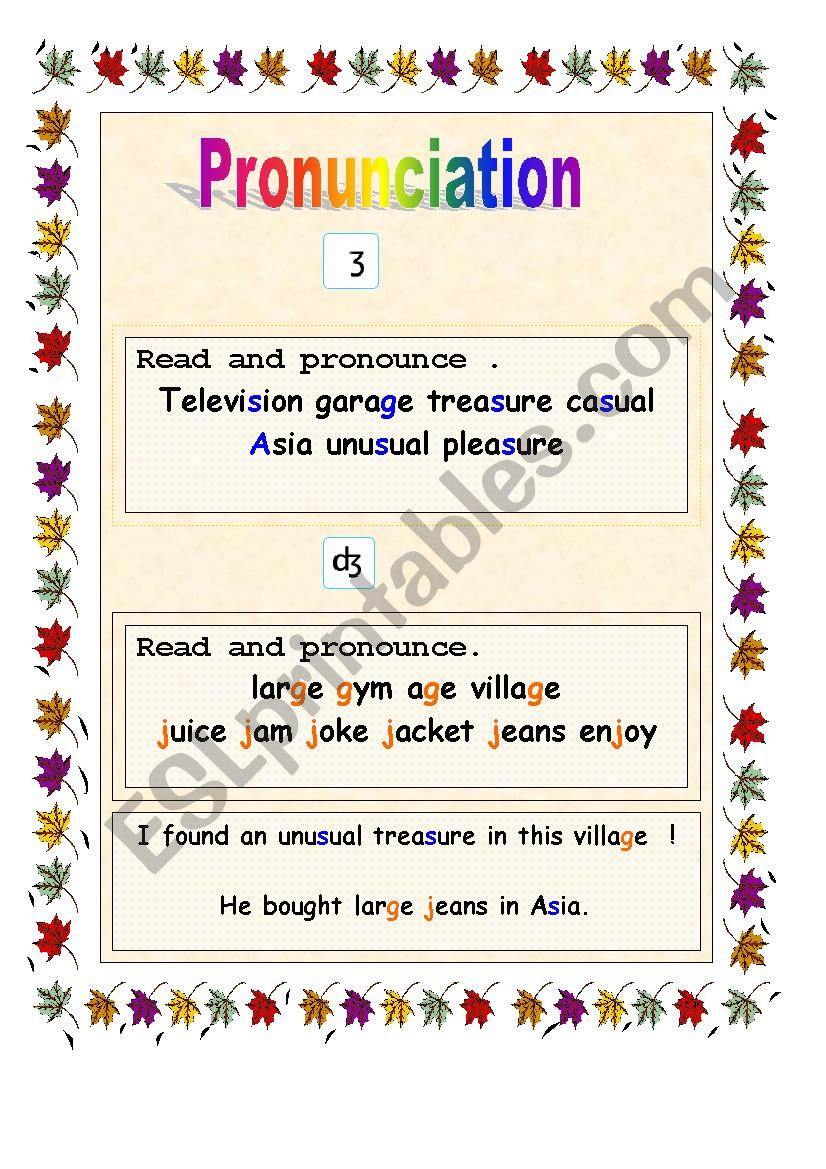 pronunciation of two sounds worksheet