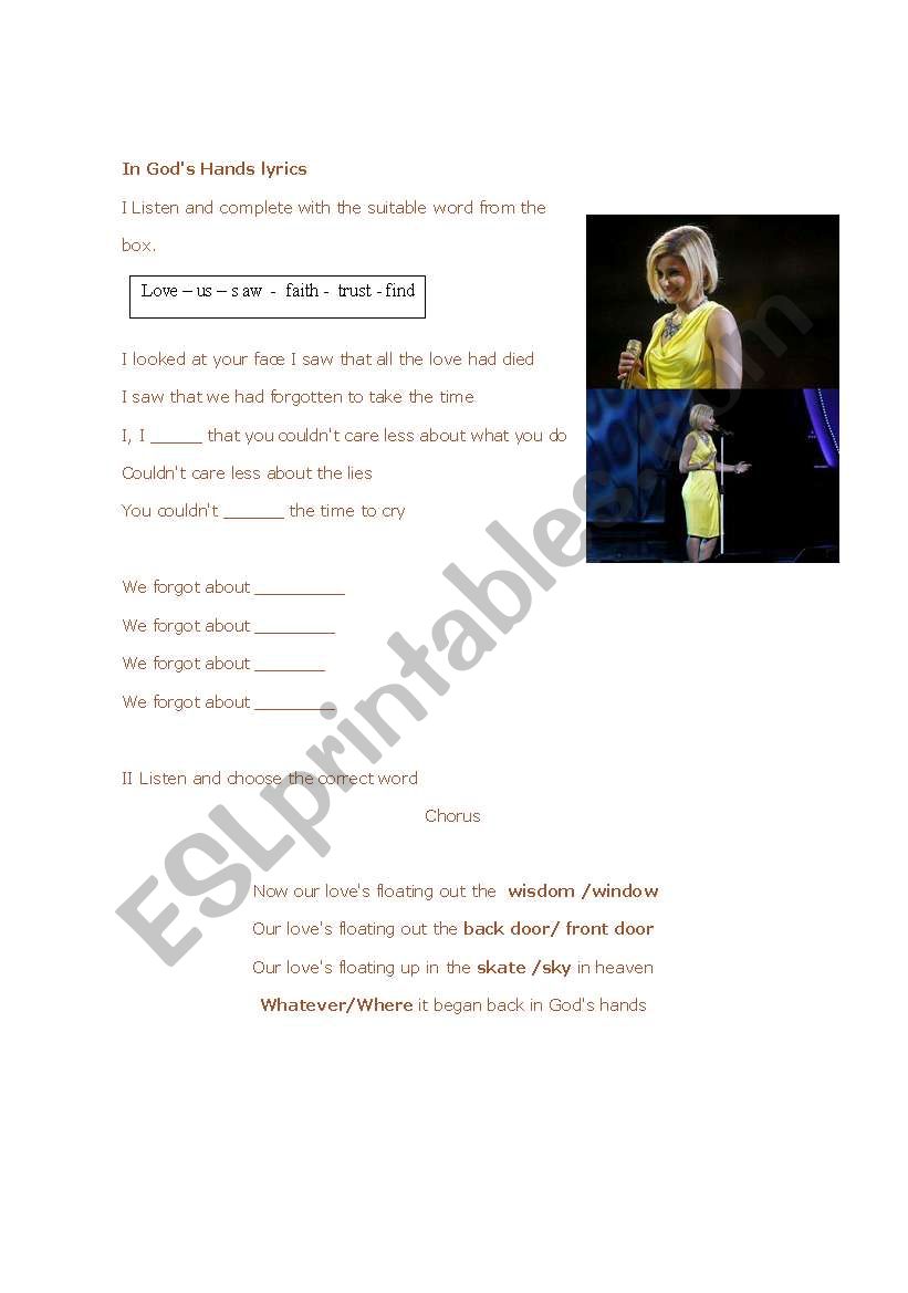 Song  worksheet