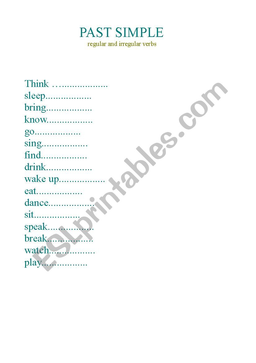 Past simple verbs worksheet
