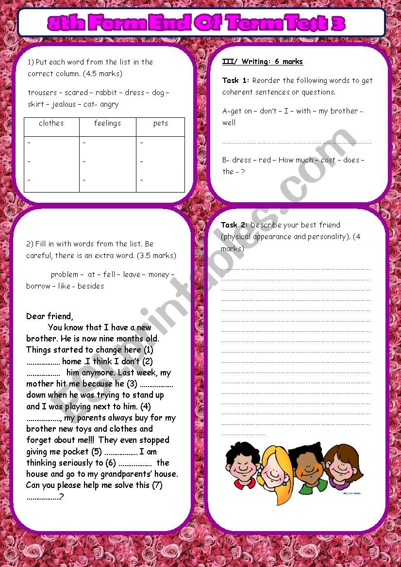 8th form end of term test 3 part 2