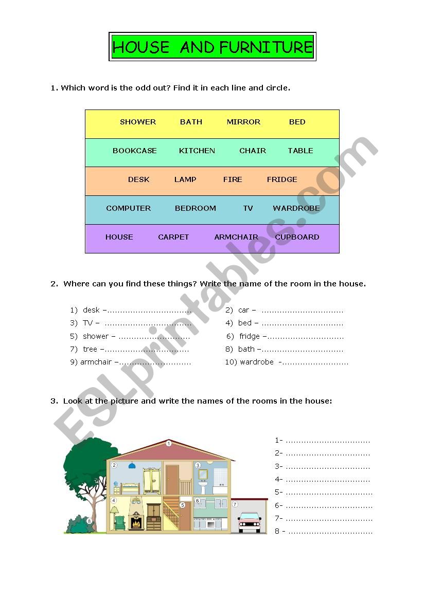 House - exercises worksheet