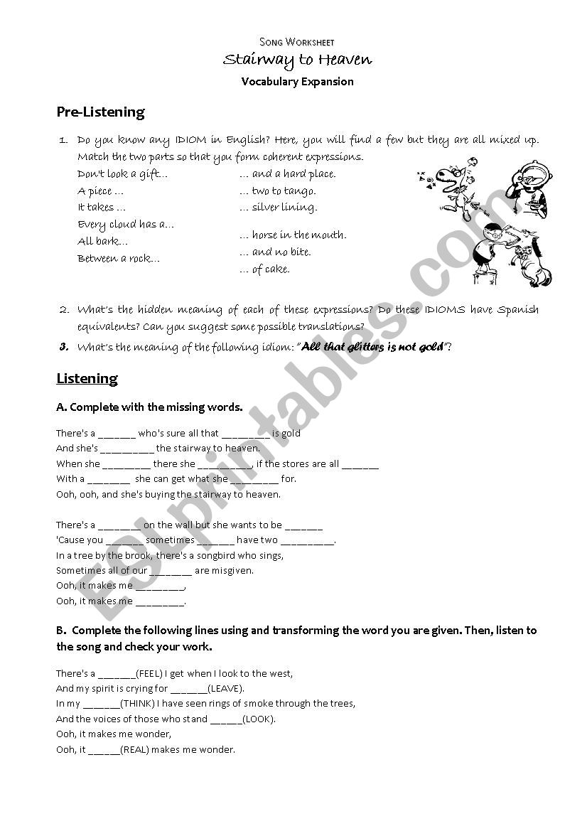 Song: Stairway to heaven + Idioms