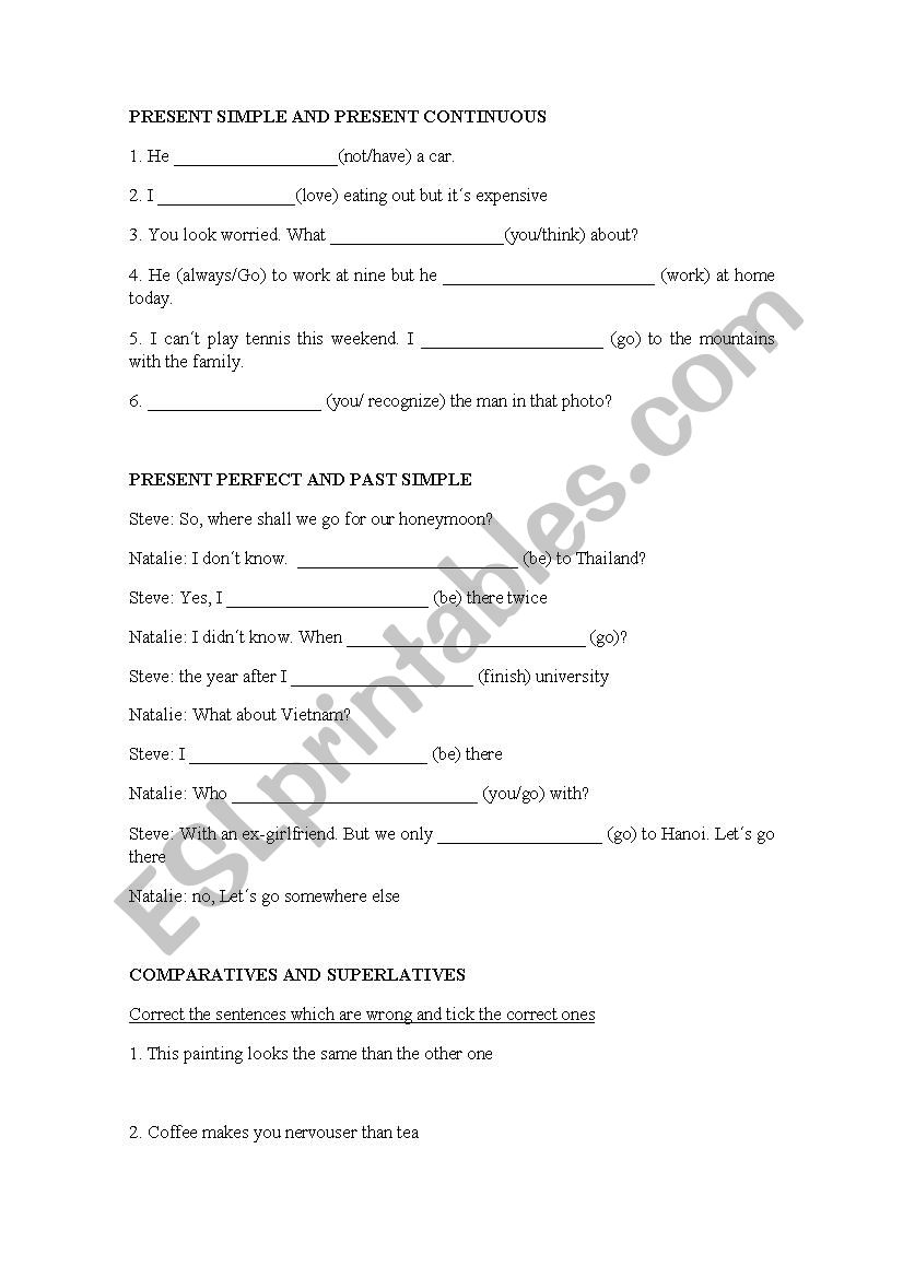 3 ESO review worksheet