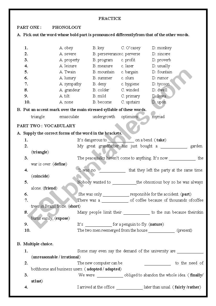 CPE CAE   PRACTICE with suggested key 1