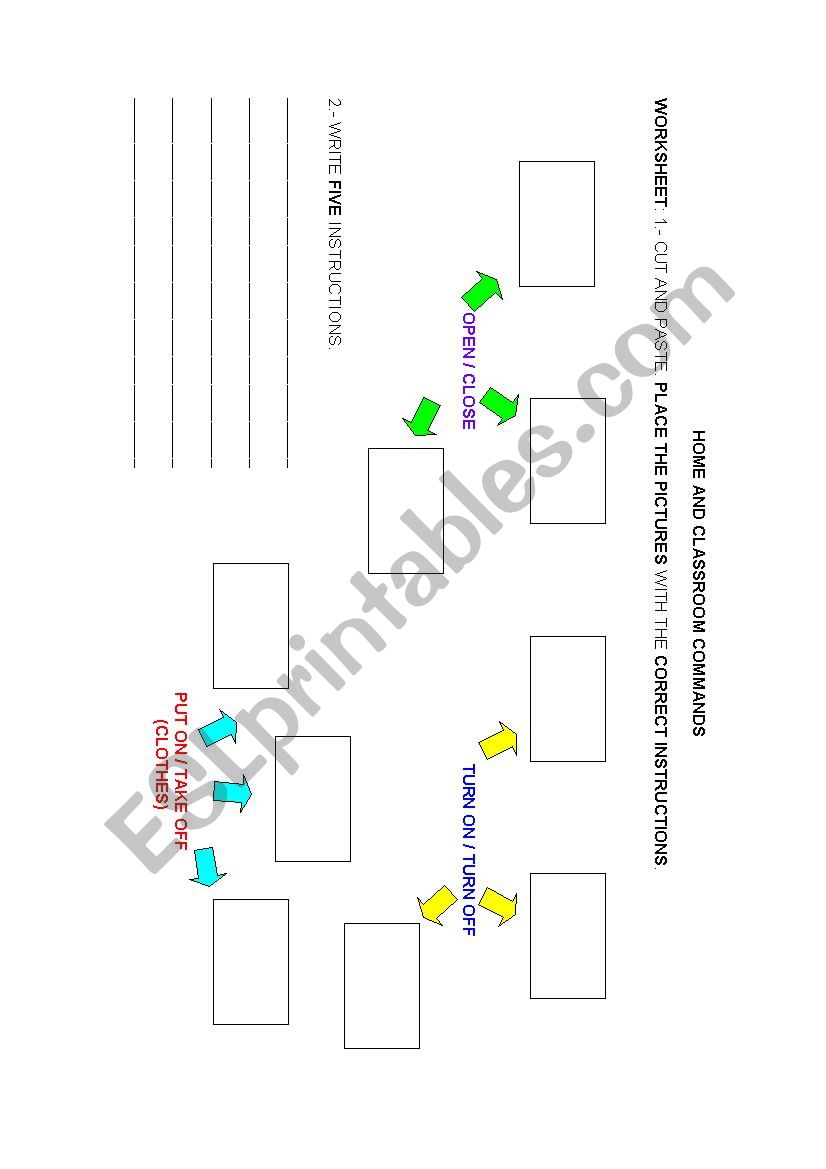 Classroom- Home Commands worksheet