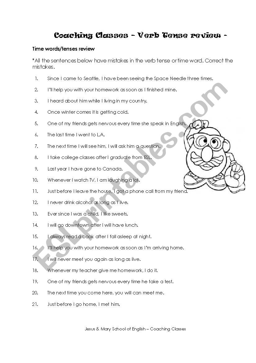 TENSE REVIEW worksheet