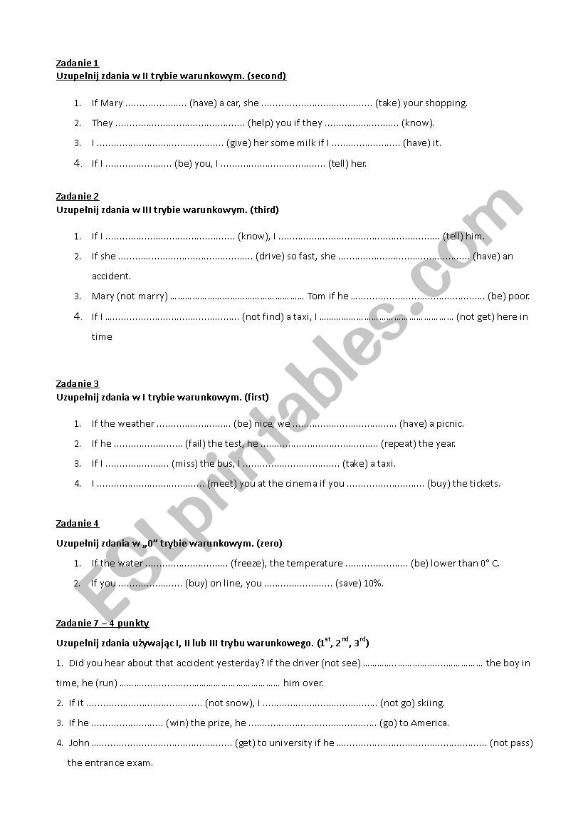 exercise on conditionals worksheet