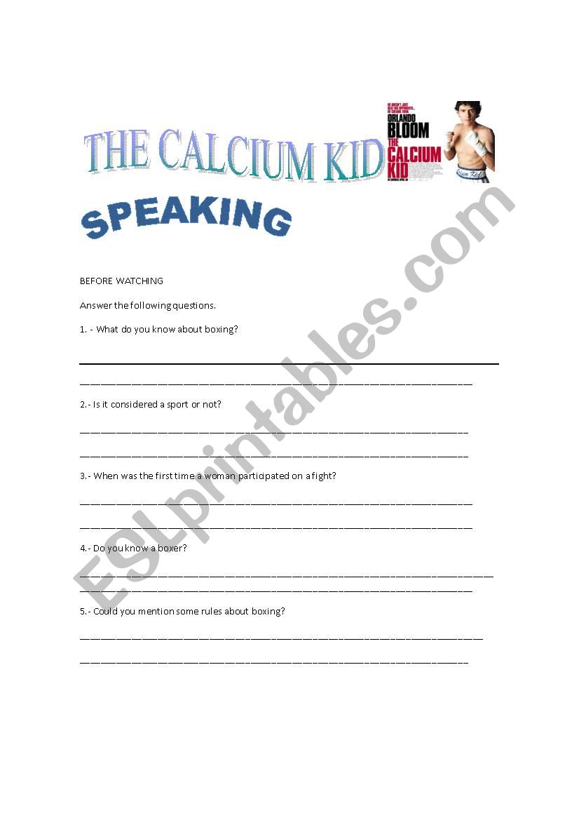 THE CALCIUM KID worksheet