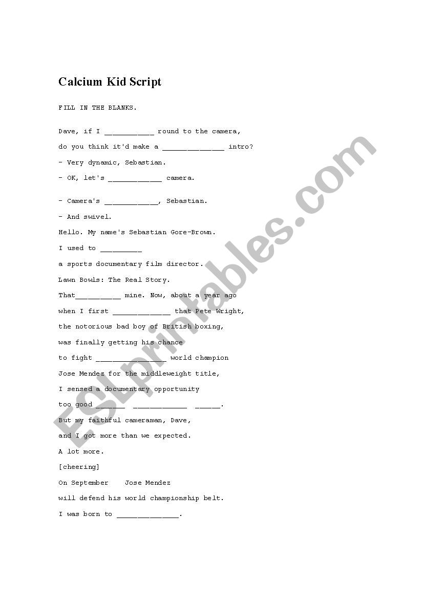 Calcium kud worksheet