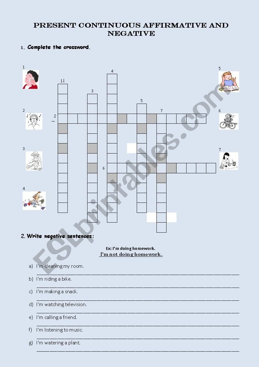 Present continuous practice worksheet