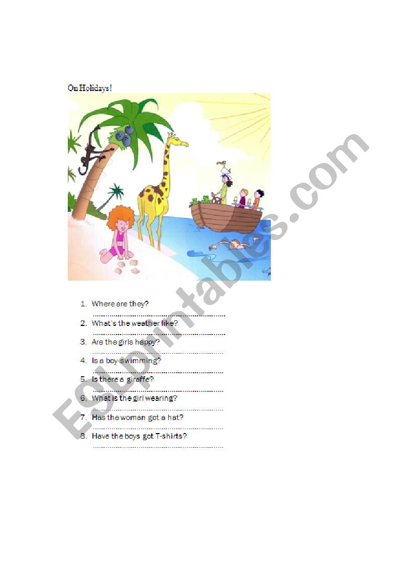 On Holidays!! worksheet