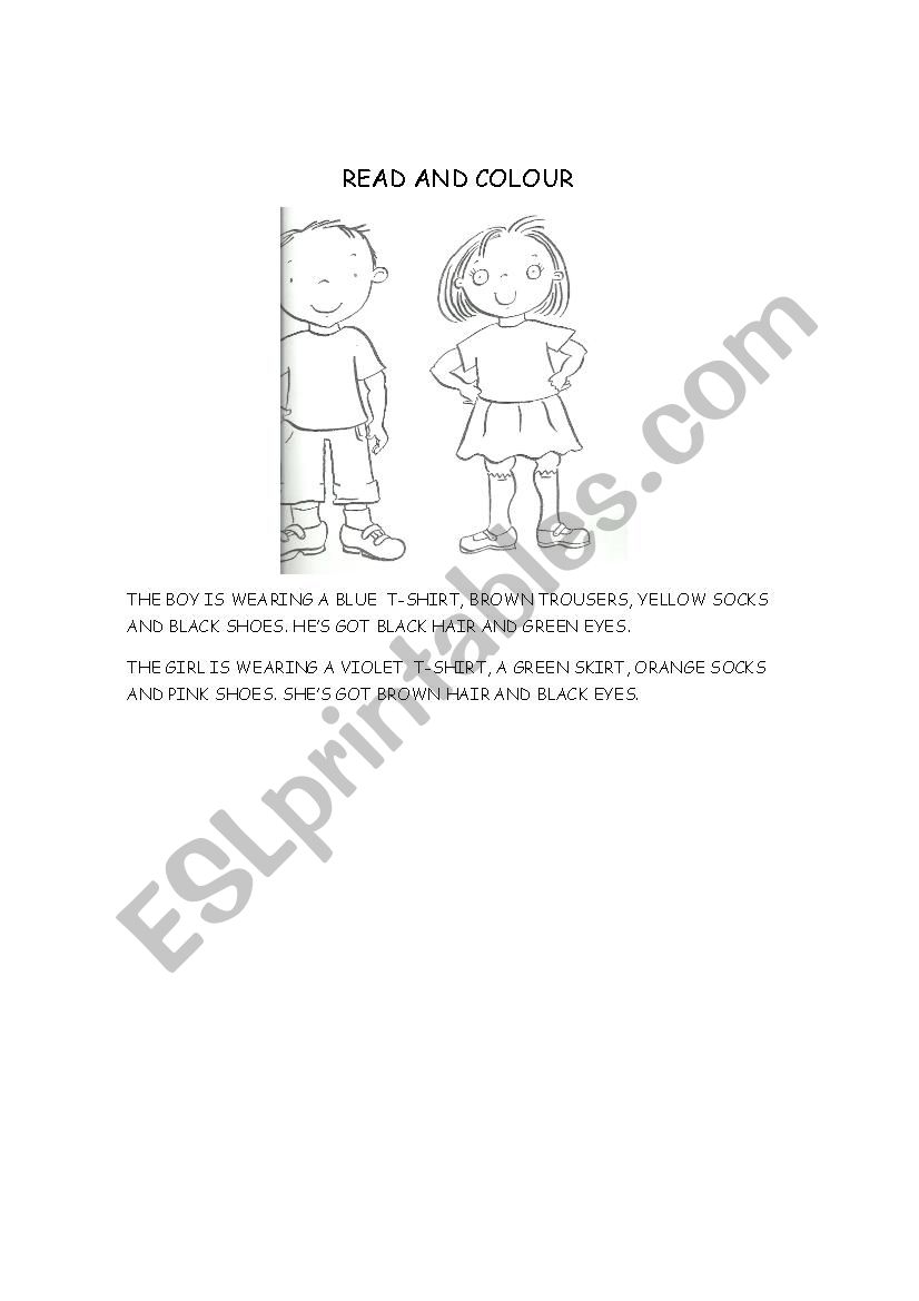 read and colour worksheet