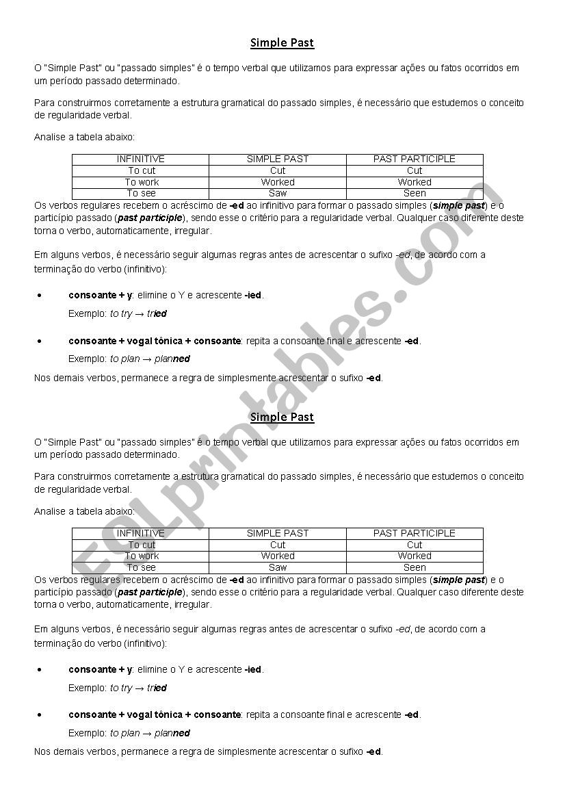 Simple Past worksheet