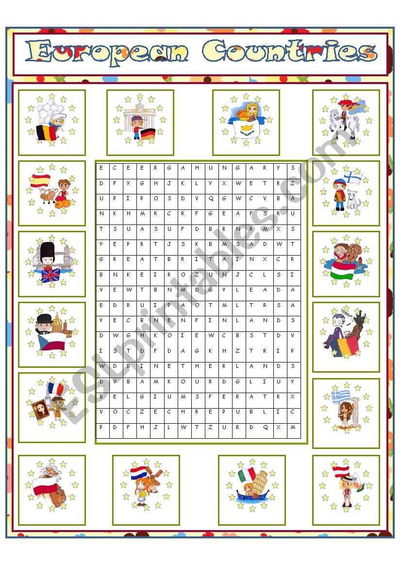 European Countries worksheet