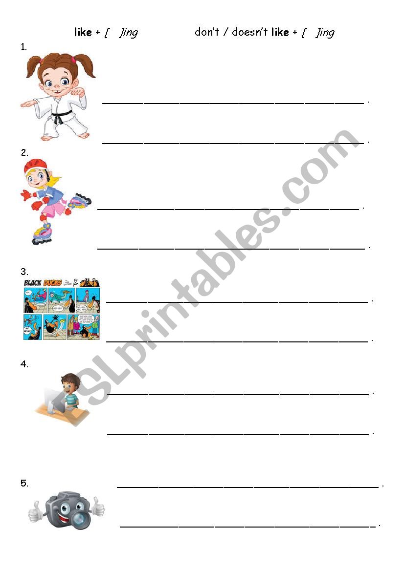 Present Simple - like doING worksheet